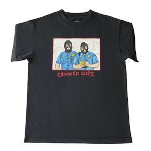 Salem 7 Men Shirt M Black Graphic Print Crooked Cops Tee Short Sleeve
